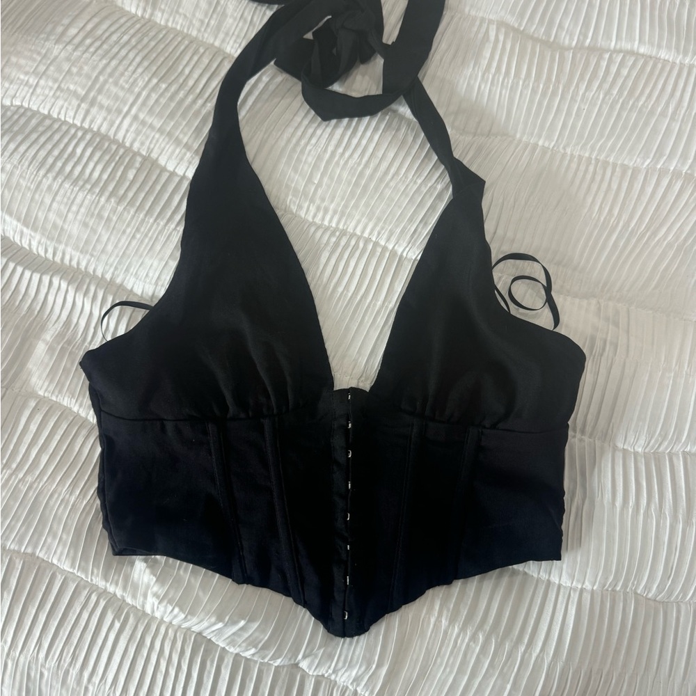 Princess Polly Black Zipper Halter Top